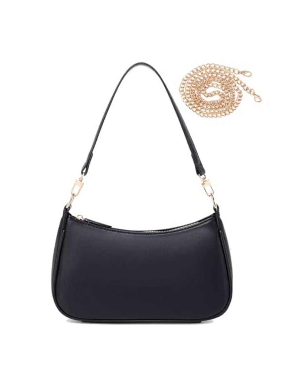 PU Leather Small Clutch Shoulder Bag 90s Y2K Handbag with Gold Chain